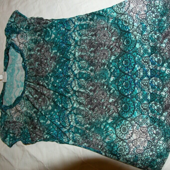 Turquiose print top