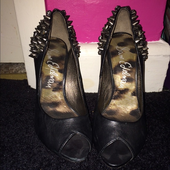 Sam Edelman open toe leather spiked pump - Picture 2 of 4