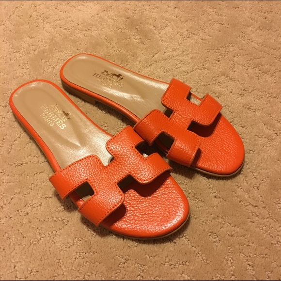 hermes orange slippers