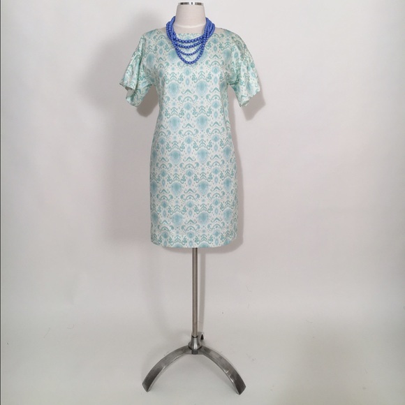 NWT Eden Blake Shift in Minty Ikat Cotton Sateen