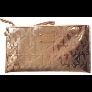 Michael Kors Rose Gold Large Zip Clutch
