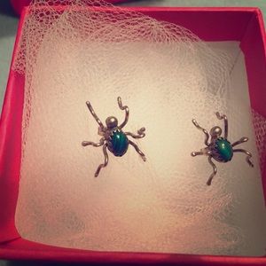 Sterling silver & Malachite spider earrings
