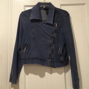 Stretch (denim look) cropped jacket
