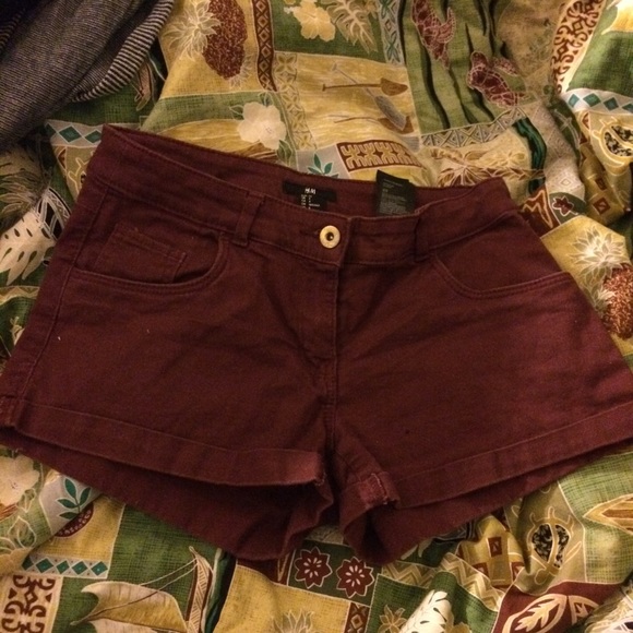 Burgundy Denim Shorts
