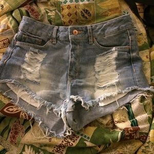 Distressed High Waisted Shorts