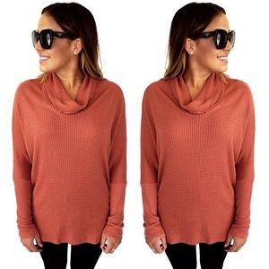 Cowl neck thermal long sleeve