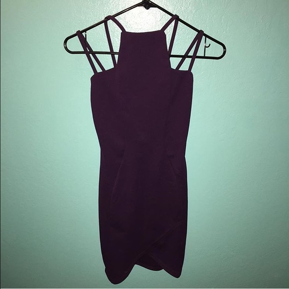 Plum asymmetrical bodycon dress