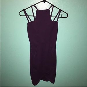 Plum asymmetrical bodycon dress
