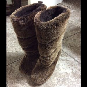 Tory Burch Kiki Shearling Wedge Boots