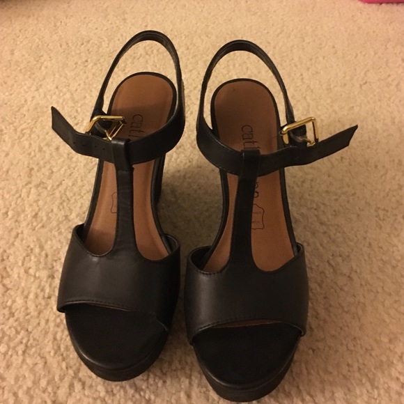 cathy jean shoes black wedges in size 5 poshmark black wedges size 5