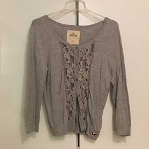Lace front button up cardigan
