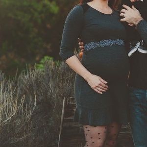 Seraphine Maternity Gray Dress. Belt included.