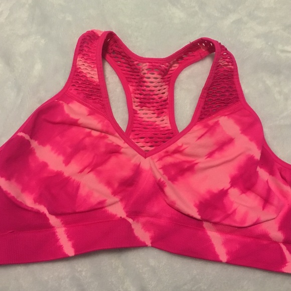 pink tie dye sports bra