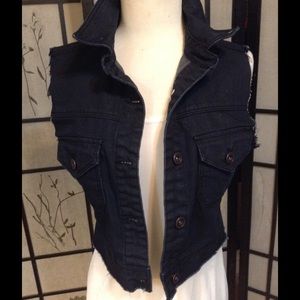 Black denim vest