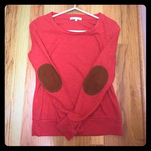 Coral sweater with elbow patches (size XS)