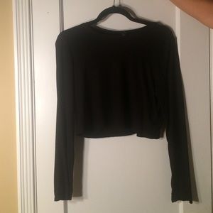 Black Long Sleeve Cropped Shirt