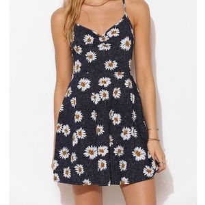 Navy Sunflower Dress - Urban Outfitters