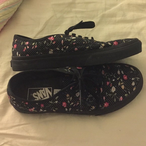 Vans Shoes - Flower print black vans