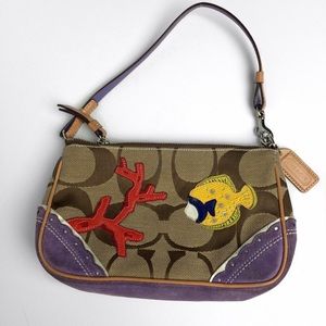 AUTHENTIC COACH KHAKI SIG. CORAL FISH DEMI PURSE