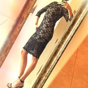 Black lace overlay dress