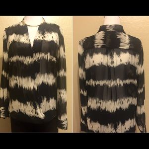 BCBG Chiffon Front Drape Blouse