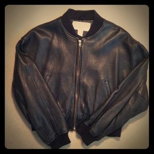 Leather Bomber style coat. Size Medium.