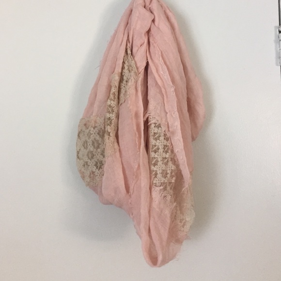 Gorgeous pale pink with lace infinity scarf