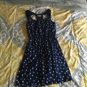 Rachael and Chloe Navy Blue Polka Dot Dress Large