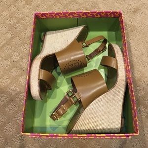 Tory Burch tan wedges in box 9.5