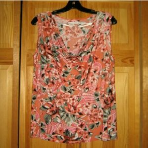 Laura Scott Sleeveless Pink Floral Cowl Neck Top