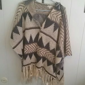 aztec print poncho