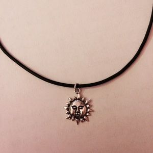 Leather Cord with Sun Face Charm