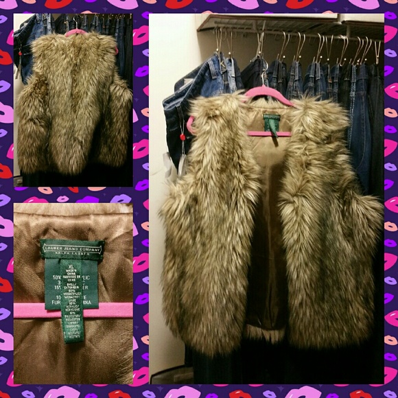 RALPH LAUREN FAUX FUR VEST XL