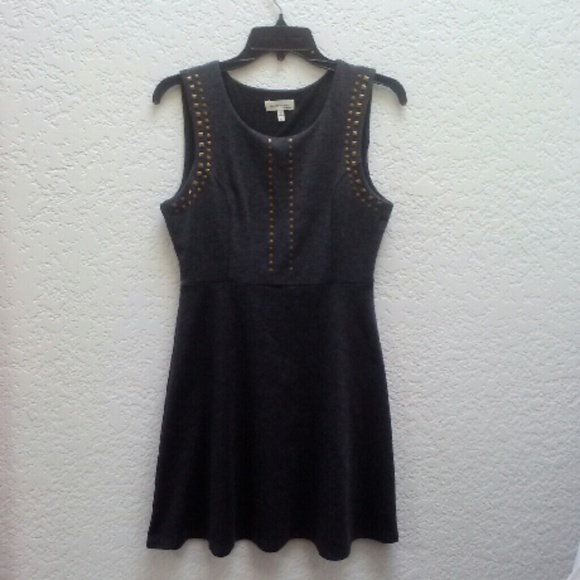 Monteau Dresses & Skirts - *HP!* Monteau Gray Skater Dress with Gold Studs