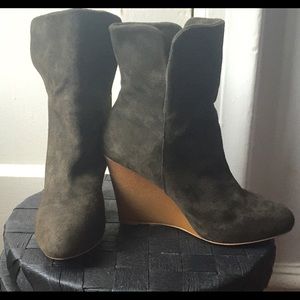 Zara Hunter Green Wedge Booties