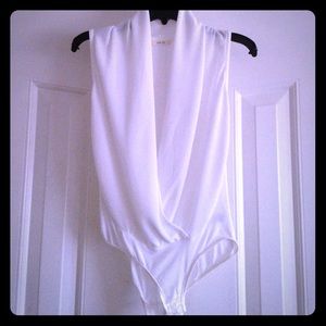 White Drape Wrap Bodysuit