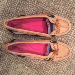 Pink and navy plaid SPERRY TOPSIDERS