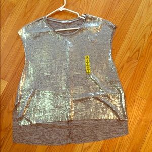 NWT Zara Silver Hi Low top