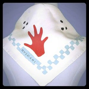 DESIGNER BVLGARI SCARF IVORY WITH RED HANDS