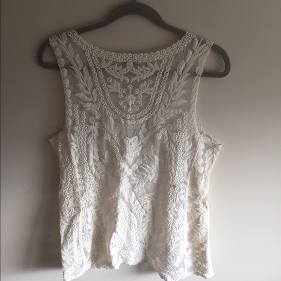 EXPRESS Embroidered Tank Cream SZ S - Picture 2 of 4
