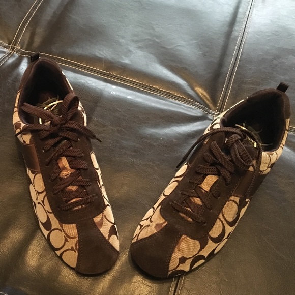 Brown coach signature sneakers