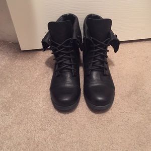 Black combat boots