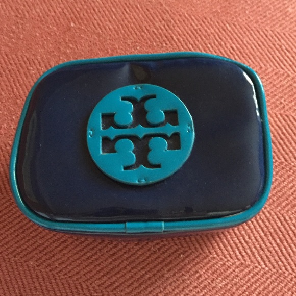 Tory Burch small cosmetic case navy w/ blue piping
