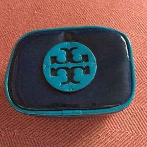 Tory Burch small cosmetic case navy w/ blue piping