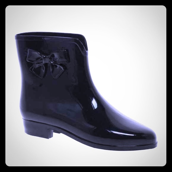 Melissa Black Bow Ankle Booties Rain boots