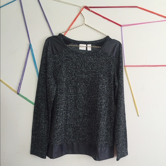 Chicos black and silver sparkly long sleeve top