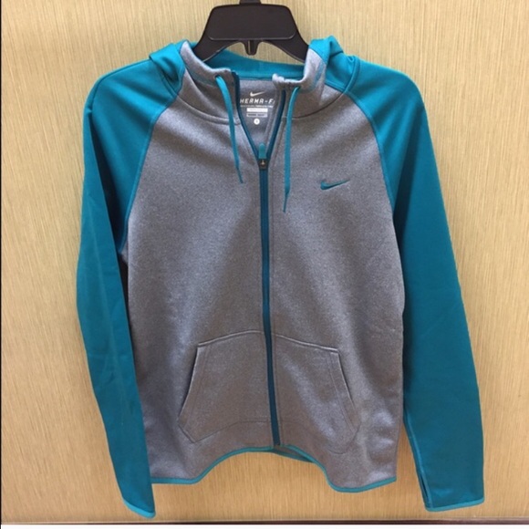 Teal and gray Nike therma-fit zip up