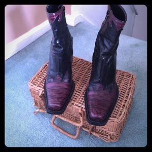 Black & Maroon Cowboy Boots