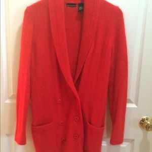 Rabbit hair double breasted coat sweater