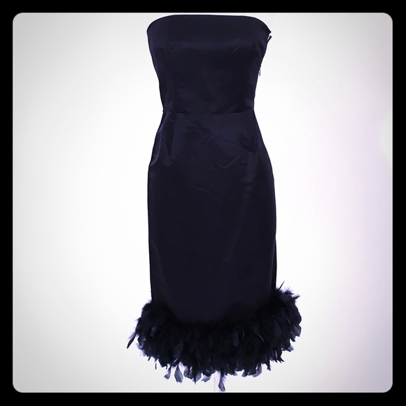 NWT Eden Blake Strapless Dress with Feathers - Picture 1 of 4